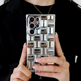 Luxury 3D Plating Squares Weave Pattern Phone Case For Samsung S22 Series