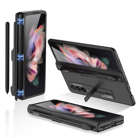 Magnetic Adsorption Hinge S Pen Slot Holder Case for Samsung Galaxy Z Fold 3 5G