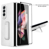 Luxury Carbon Fiber Case with Front Glass Screen Protector For Samsung Galaxy Z Fold 3 5G