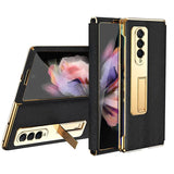 Samsung Galaxy Z Fold 3 5G Case Kickstand Function Plating Frame Hard Back With Glass