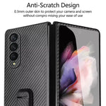 Luxury Carbon Fiber Case with Front Glass Screen Protector For Samsung Galaxy Z Fold 3 5G