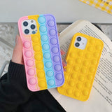 Relive Stress Pop Fidget Toys Push It Bubble Silicone Phone Case For Iphone SE 11 12 Pro Max Soft Cover