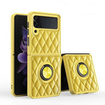 Leather Rhomboid Pattern with Magnetic Ring Case for Samsung Z Flip 3